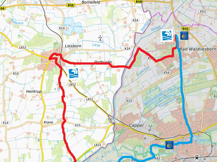 Route der Solequellen-Schleife (rot)